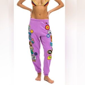 Aviator Nation Vintage Patch sweatpants size L in Neon Purple like new